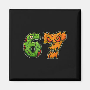 67 Zombie Pompoen Zes Zeven Halloween Meme Kostuum Magneet