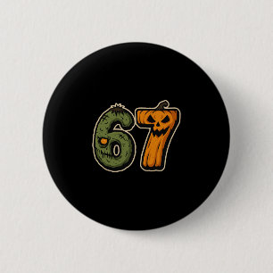 67 Zombie Pompoen Zes Zeven Halloween Meme Ronde Button 5,7 Cm