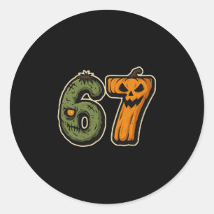 67 Zombie Pompoen Zes Zeven Halloween Meme Ronde Sticker