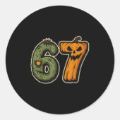 67 Zombie Pumpkin Six Seven Halloween Meme  Ronde Sticker (Voorkant)