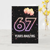 67e Birthday-ballonnen en Confetti Kaart (Gele Bloem)