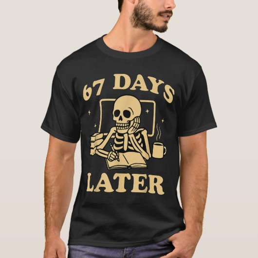 67e Dag Van School Leraar Skelet Grappig 6 7 Meme T-shirt (Voorkant)