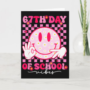 67e dag van school sfeer 67 meme Cute Smile Face T Kaart
