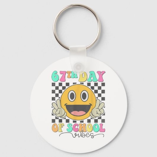 67e dag van school trillingen Cute Smile Face 67 M Sleutelhanger (Voorkant)