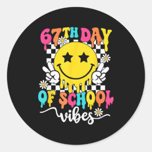67e dag van school trillingen Funny Six Seven 67 M Ronde Sticker