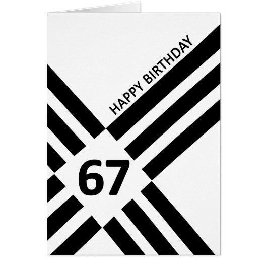 67e diagonaal ontwerp zwarte lijn Birthday (Voorkant)