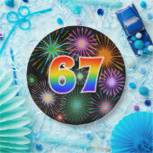 67e Evenement - Leuk, Kleurrijk, Vet, Regenboog 67 Papieren Bordje (Feest)