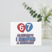 67e jaar oude verjaardag design briefkaart (Staand voorkant)