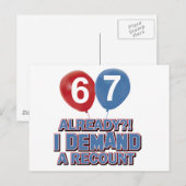 67e jaar oude verjaardag design briefkaart (Voorkant / Achterkant)