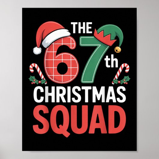 67e kerstploeg – Schattige kerstelf kerststokken Poster (Voorkant)