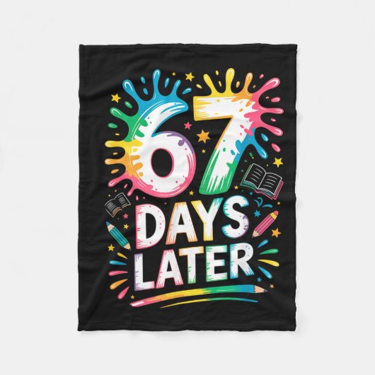 67e schooldag 67 Meme Leraar Student 67 Dagen Fleece Deken (Voorkant)