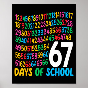 67e schooldag 67 wiskundige nummers leraar kindere poster