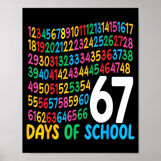 67e schooldag 67 wiskundige nummers leraar kindere poster (Voorkant)