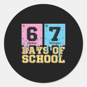 67e schooldag Chemische elementen Leraar Jongen Gi Ronde Sticker