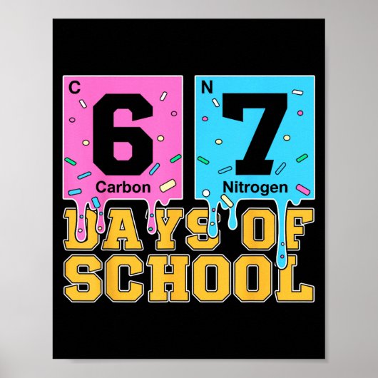 67e schooldag kinderen grappige meme zes zeven per poster (Voorkant)