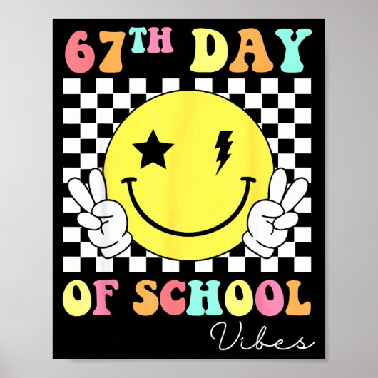 67e schooldag Lachend gezicht 67 Zes Zeven Meme Gi Poster (Voorkant)