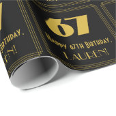 67e verjaardag - Art Deco Geïnspireerde look "67"  Cadeaupapier (Rol Hoek)