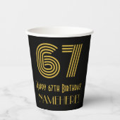 67e verjaardag: Art Deco Geïnspireerde look "67" e Papieren Bekers (Voorkant)