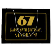 67e verjaardag — Art Deco Geïnspireerde look "67" Groot Cadeauzakje (Achterkant)