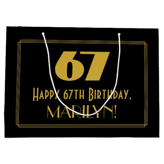 67e verjaardag — Art Deco Geïnspireerde look "67"  Groot Cadeauzakje (Achterkant)