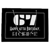 67e verjaardag ~ Art Deco geïnspireerde look "67"  Groot Cadeauzakje (Achterkant)