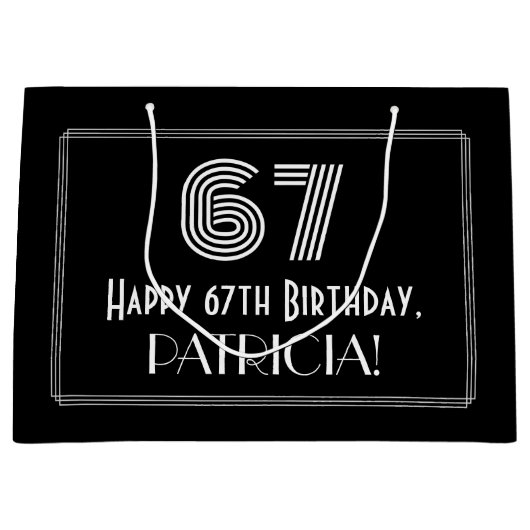 67e verjaardag — Art Deco Geïnspireerde look "67"  Groot Cadeauzakje (Voorkant)