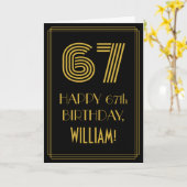 67e verjaardag: Art Deco geïnspireerde look "67" & Kaart (Gele Bloem)