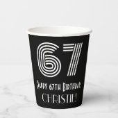 67e verjaardag — Art Deco Geïnspireerde look "67"  Papieren Bekers (Achterkant)