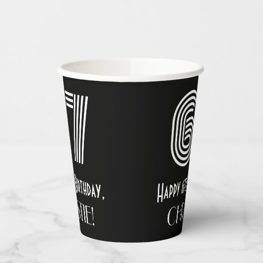 67e verjaardag — Art Deco Geïnspireerde look "67"  Papieren Bekers (Links)