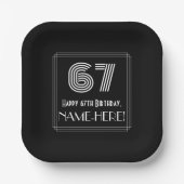 67e verjaardag — Art Deco Geïnspireerde look "67"  Papieren Bordje (Voorkant)