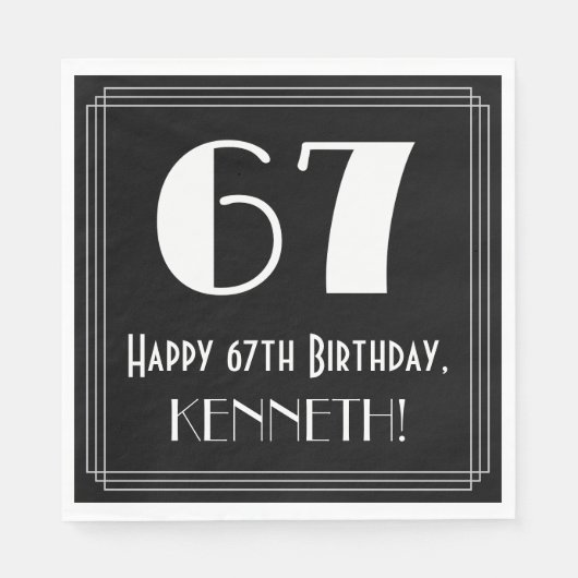 67e verjaardag ~ Art Deco geïnspireerde look "67", Servet (Voorkant)