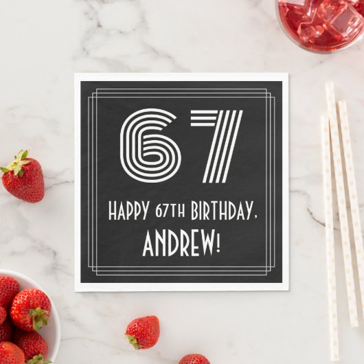 67e verjaardag: Art Deco Geïnspireerde look "67" + Servet (Insitu)