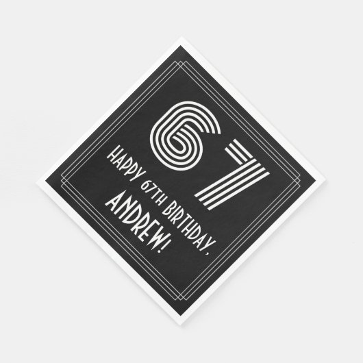 67e verjaardag: Art Deco Geïnspireerde look "67" + Servet (Hoek)