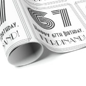 67e verjaardag: Art Deco geïnspireerde stijl "67"  Cadeaupapier (Rol Hoek)