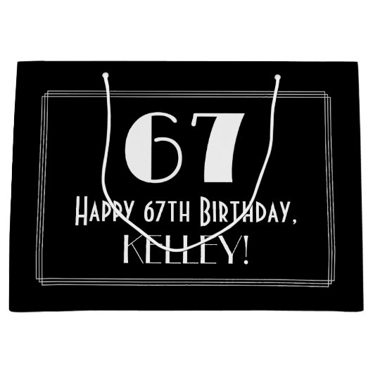 67e verjaardag: Art Deco geïnspireerde stijl "67", Groot Cadeauzakje (Voorkant)