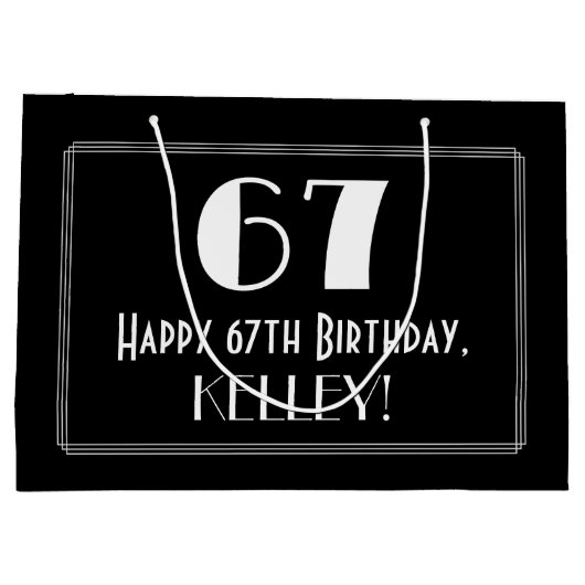 67e verjaardag: Art Deco geïnspireerde stijl "67", Groot Cadeauzakje (Achterkant)