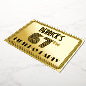 67e verjaardag — Art Deco Style "67" en naam Folie Uitnodiging (Gedraaid)
