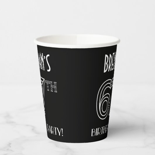 67e verjaardag: Art Deco Style + aangepaste naam Papieren Bekers (Links)