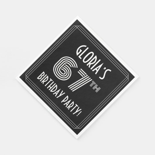 67e verjaardag: Art Deco Style + aangepaste naam Servet (Hoek)