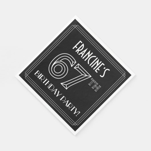 67e verjaardag: Art Deco Style + aangepaste naam Servet (Hoek)