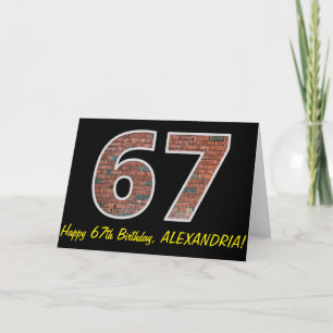 67e Verjaardag - Brick Wall Pattern "67" w / Naam Kaart