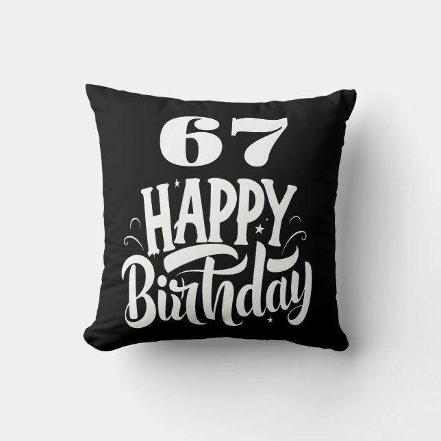 67e verjaardag chic zwart wit gepersonaliseerd kussen (Voorkant)