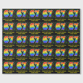 67e verjaardag: Colorful Music Symbols, Rainbow 67 Cadeaupapier (Vlak)