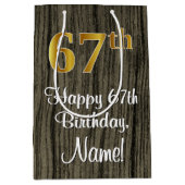 67e verjaardag: Elegant Faux Gold Look #, Faux Woo Medium Cadeauzakje (Voorkant)