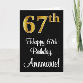 67e verjaardag ~ Elegant Luxe Faux Gold Look # Kaart (Voorkant)