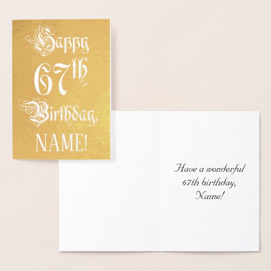 67e verjaardag: Elegant, Sierlijk Schrift; Aangepa Folie Kaarten (Display)