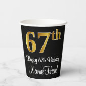 67e verjaardag - Elegante luxe Faux Gold look # Papieren Bekers (Achterkant)