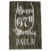 67e verjaardag: Fancy, Faux Wood Kijk + Aangepaste Medium Cadeauzakje (Voorkant)