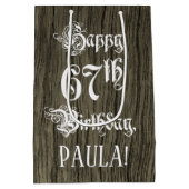 67e verjaardag: Fancy, Faux Wood Kijk + Aangepaste Medium Cadeauzakje (Achterkant)