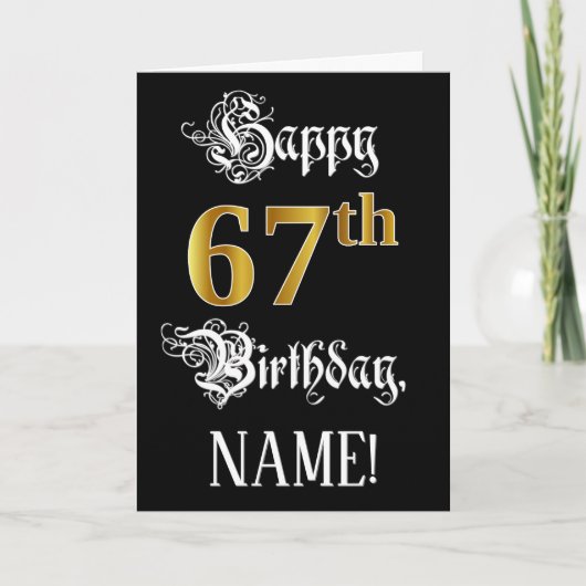 67e verjaardag — Fancy script; Faux Gold Kijk; naa Kaart (Voorkant)